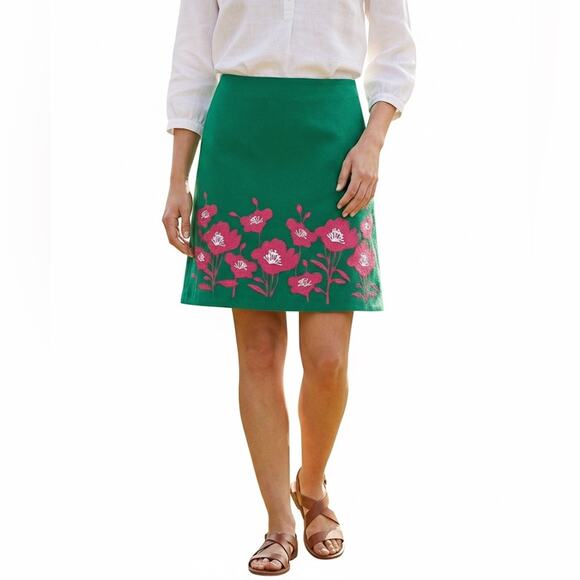 BODEN British Embroidered Pink Tan Pencil Skirt 8R - Picture 1 of 6